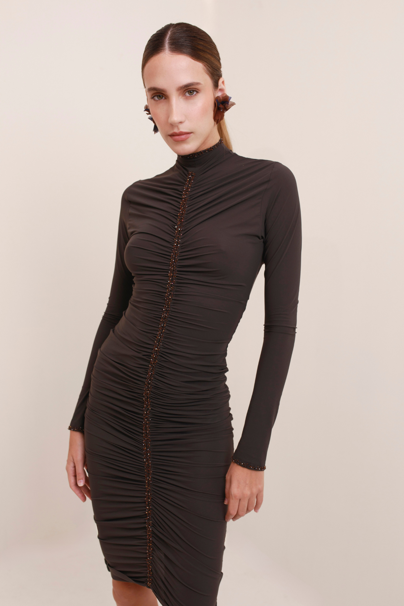 francesca high neck midi dress Francesca High-Neck Pleated midi Dress in Black, summer 2026 dress, high neck Pleated midi dress, Black and White midi dress, women's dress, SOERA