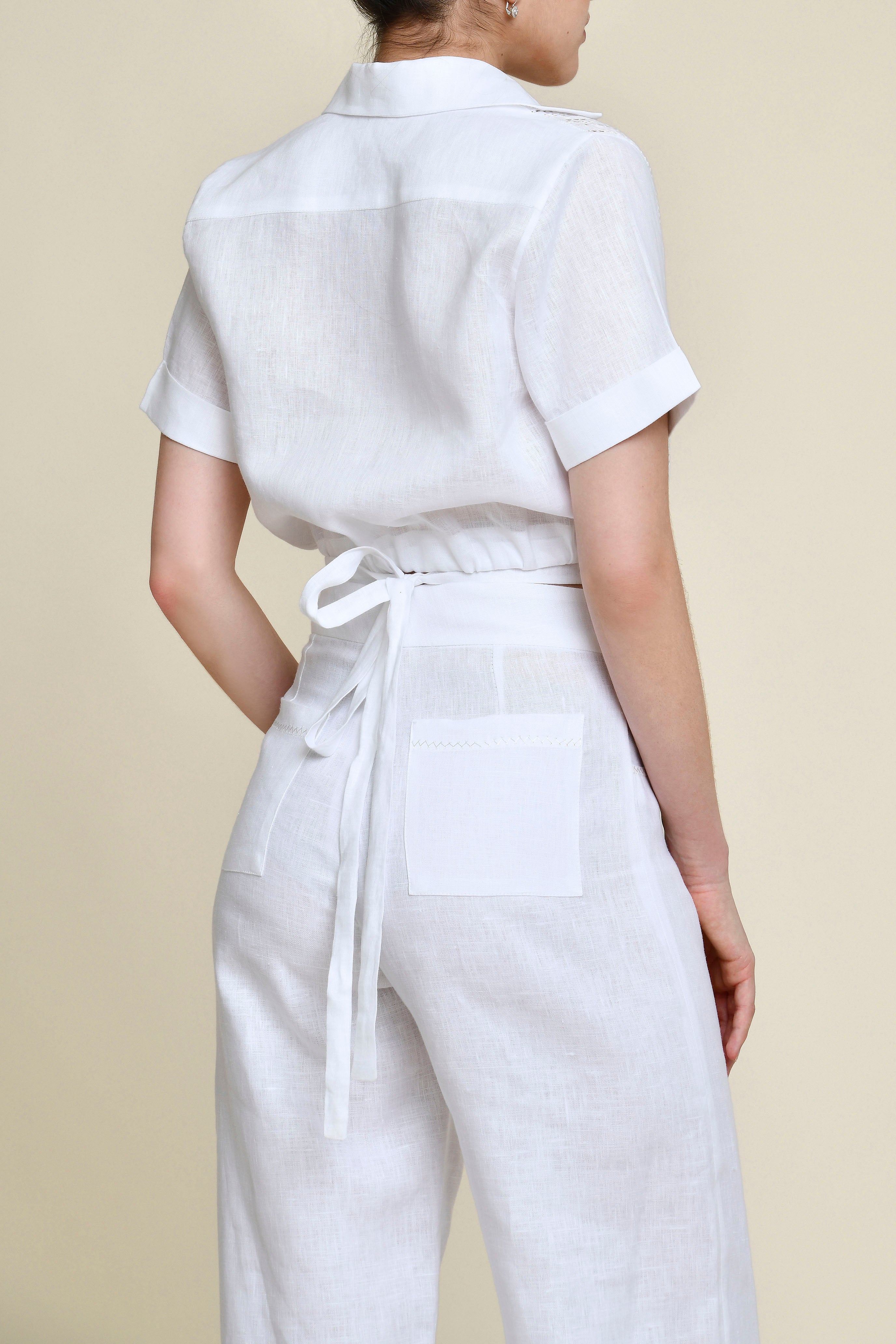 Pantalones 100% lino Paseo - Blanco