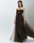 Vestido Leon de organza de seda color Mocca