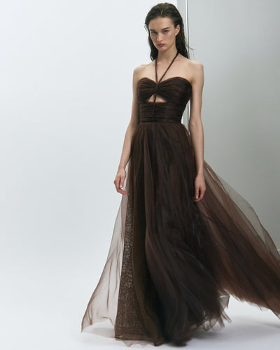 Leon Silk Organza Mocca Dress