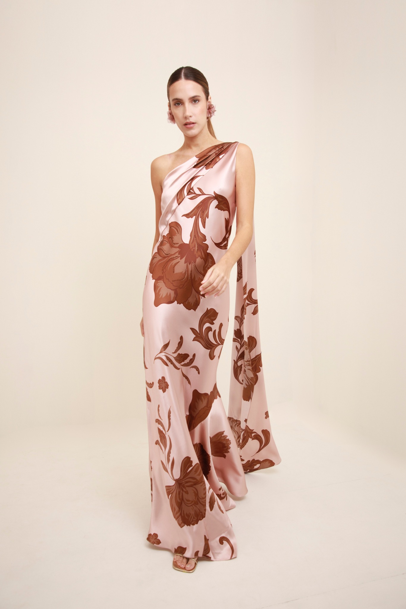Petalo One Shoulder Silk Dress