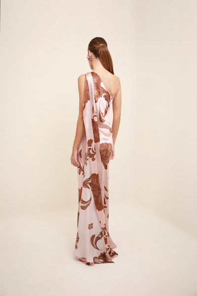 Petalo One Shoulder Silk Dress
