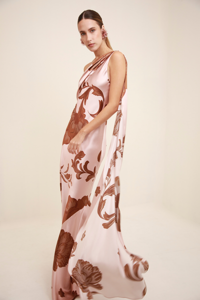 Petalo One Shoulder Silk Dress