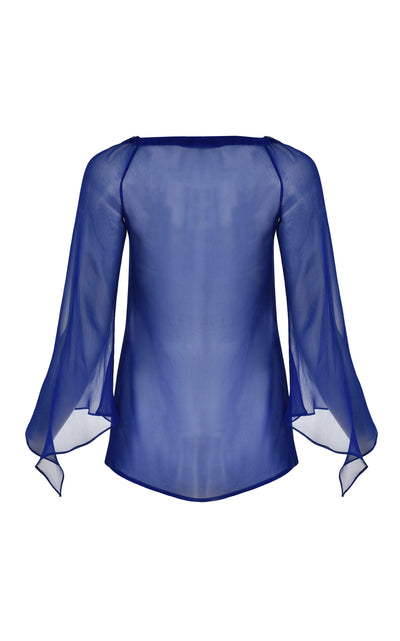 Top Perla Seda - Azul Turqui