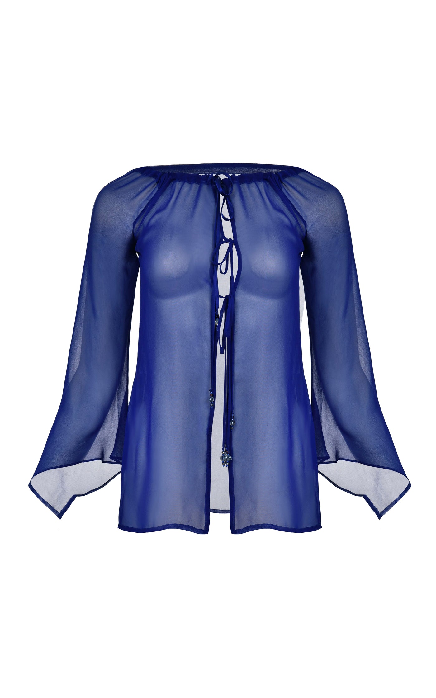 Top Perla Seda - Azul Turqui