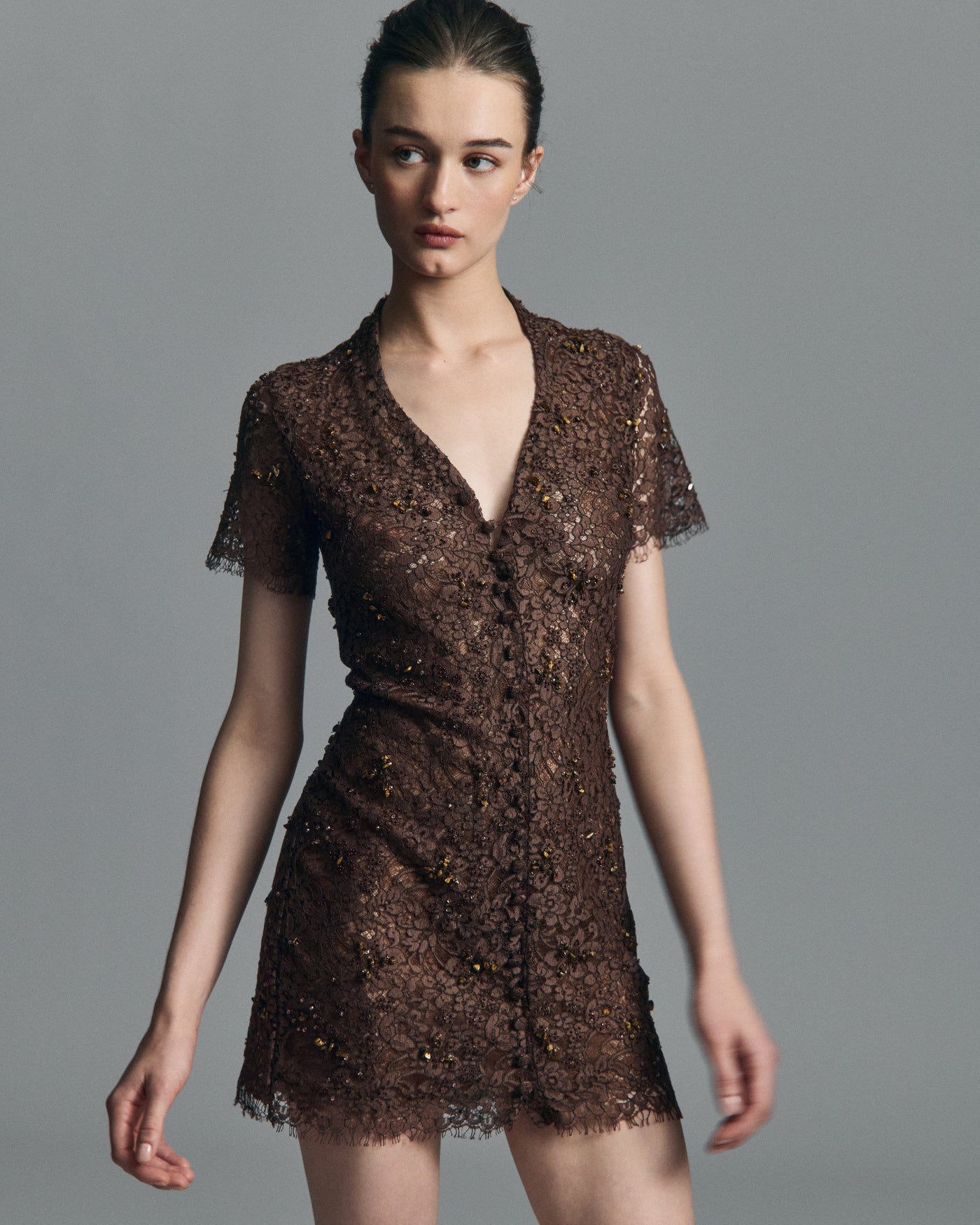 Sunlace Mocca Mini Dress