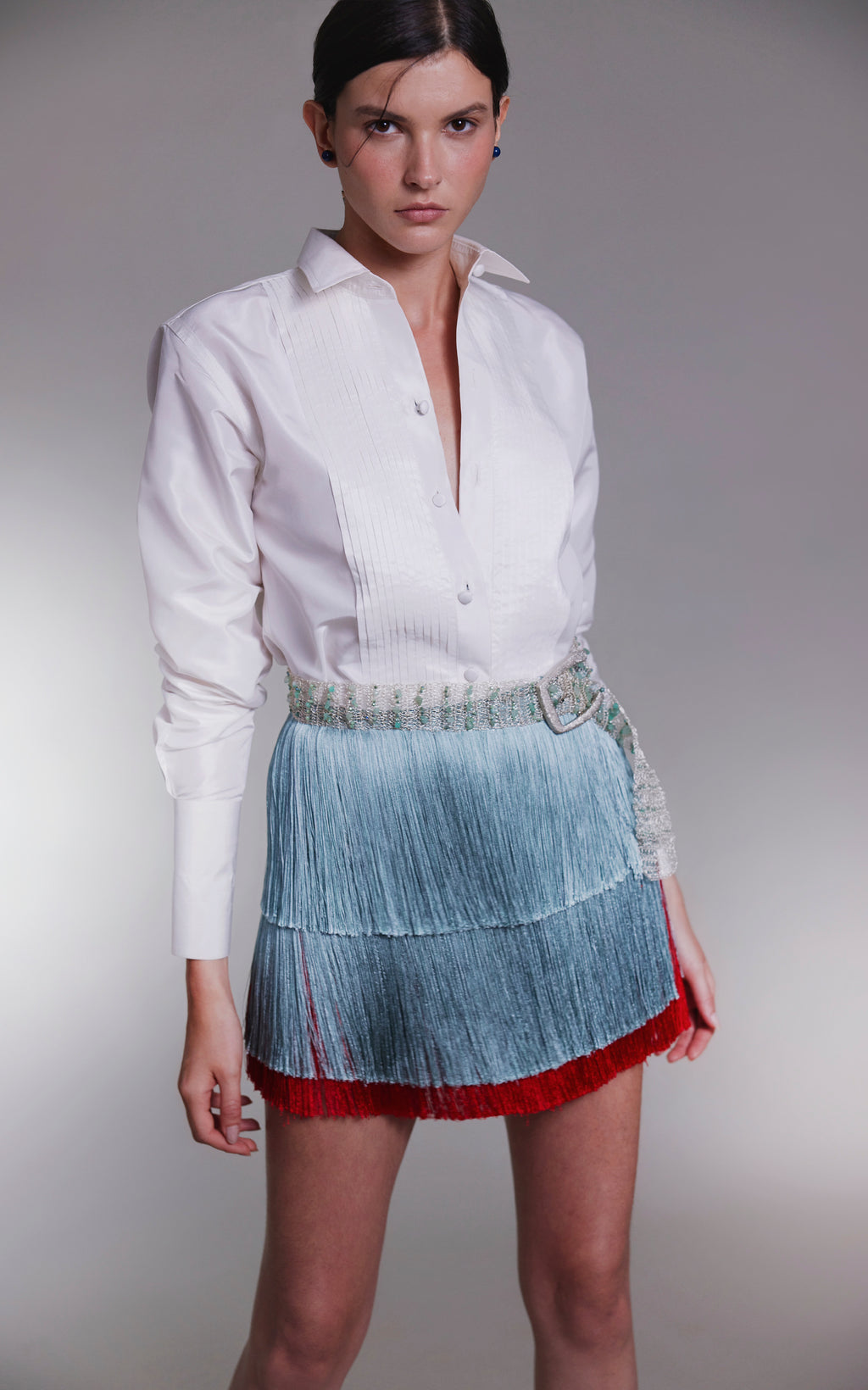 Camisa Tuxedo en 100% Taffeta de Seda